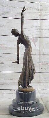 Grand Dimitri Chiparus Danseuse Art Déco Bronze Sculpture Marbre Base Nr