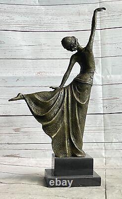 Grand Dimitri Chiparus Danseuse Art Déco Bronze Sculpture Marbre Figurine