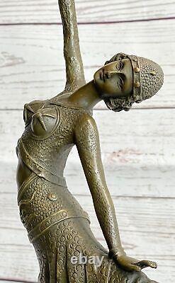 Grand Dimitri Chiparus Danseuse Art Déco Bronze Sculpture Marbre Figurine