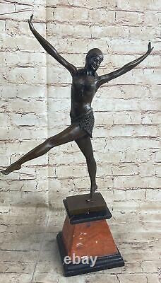 Grand Dimitri Chiparus Danseuse Art Déco Bronze Sculpture Marbre Figurine Base