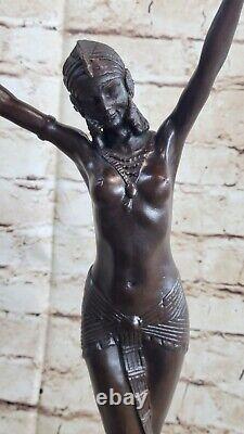 Grand Dimitri Chiparus Danseuse Art Déco Bronze Sculpture Marbre Nu Figurine Nr