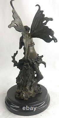 Grand Libellule Lutin Fairy Art Déco Style Art Nouveau Style Bronze Fonte Cadeau