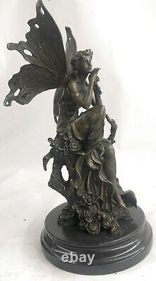 Grand Libellule Lutin Fairy Art Déco Style Art Nouveau Style Bronze Fonte Cadeau
