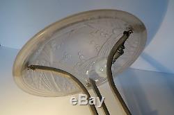 Grande LAMPE Art Déco bronze vasque verre pressé MULLER dlg Sue et Mare