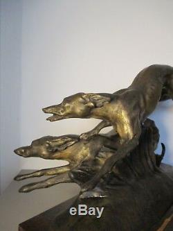 Grande STATUE SCULPTURE Bronze ANIMALIER ART DÉCO 1930 signé Francisque. 16Kg