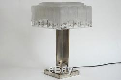 Grande lampe de bureau D'époque Art Déco / moderniste, verre pressé et bronze