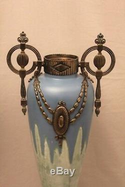 Grande paire de vases céramique et bronze époque art déco