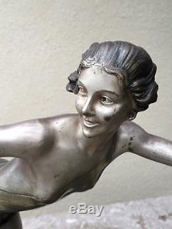 Grande sculpture Art Deco en bronze diane aux bouquetins signé G. Daverny