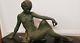 Grande statue signée GODARD art déco patine bronze 1930 femme marbre oiseaux
