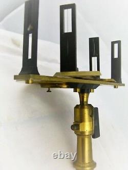 Graphomètre a pinules en acier & bronze avec boussole et fixation