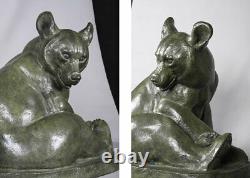 Gros Bronze Art Déco, Bébé ours, signé Irénée ROCHARD 1906/1984