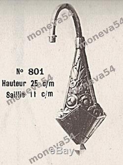 H. Mouynet Applique Art Déco En Bronze Nickelé Et Tulipe En Verre Pressé 1930