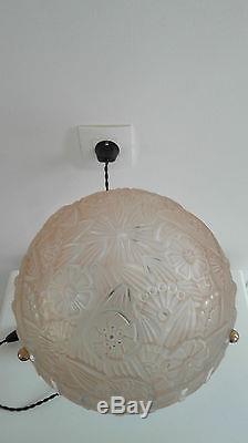 HETTIER-VINCENT lampe de table ou bureau art deco verre moulé bronze idem Muller