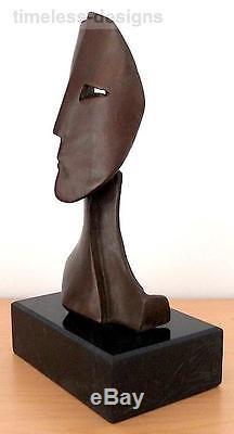 HUGE 3.2kg Bronze Picasso Style Double Face Sculpture Art Deco Style V Unusual