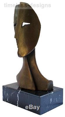 HUGE 3.2kg Bronze Picasso Style Double Face Sculpture Art Deco Style V Unusual