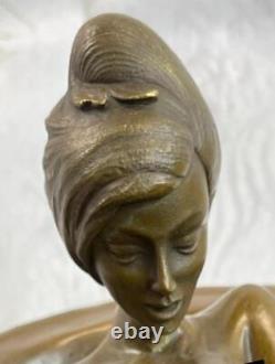 Hautement Érotique Nu Fille Main Fabriqué Bain Tube Bronze Sculpture Art Déco
