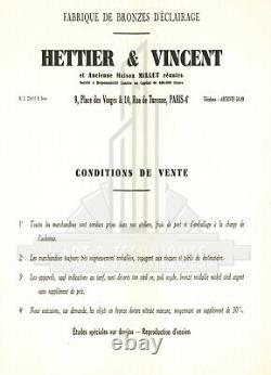 Hettier & Vincent Lampe Art Déco En Bronze Nickelé & Obus En Verre Pressé 1930