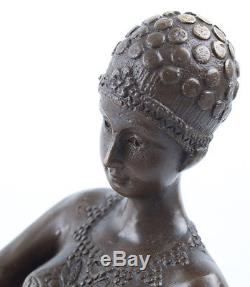 Hot Cast Bronze Art Deco Sculpture Lady On Marble Base The Guardians G. Gori