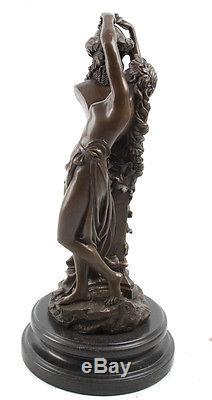 Hot Cast Bronze Art Deco Sculpture On Marble Base Offering to Bacchus A. Carrier
