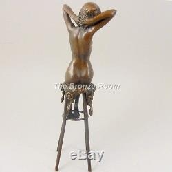 Hot Cast Bronze Nude Awakening Art Deco Figurine by DH Chiparus (1886-1947)