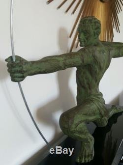 Jean de Roncourt art déco signé vers 1930 regule a patine bronze archer statue