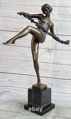 Joli Danseuse Avec / Thyrsus, Pierre Le Faguays Bronze Statue Art Déco Sculpture