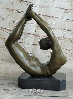 Joli Vintage Art Déco Français Bronze Chair Femme Gymnaste Acrobat Statue Mavchi