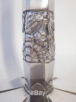 Jolie Pied de lampe art deco 1930 bronze argenté (Muller Daum Sabino Hettier)