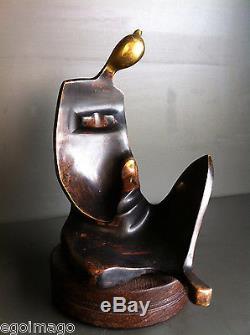 Jolie Sculpture En Bronze Contemporain Maternité Jolie Patine
