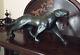Jolie panthere en bronze art deco tres epurée patine verte non signée 1,6 kg