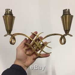 Jules Leleu Paire d Applique Bronze Doré Art Deco Ancien French Lampe