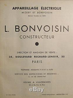 L. Bonvoisin Grande Applique Art Déco Moderniste Bronze Nickelé Et Verre Pressé