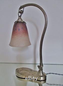 LAMPE ANCIENNE BRONZE nickelé SIGNÉE C. RANC ART DECO Tulipe SCHNEIDER