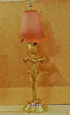 Lampe Art Nouveau / Art Deco. Pate De Verre Signée Rethondes. (muller, Daum)