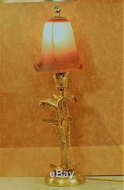 Lampe Art Nouveau / Art Deco. Pate De Verre Signée Rethondes. (muller, Daum)