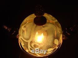 Lampe Bronze Style Athénienne Verre Vaseline Ouraline A Completer Restaurer