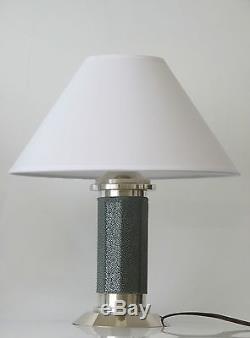 Lampes Art Deco Galuchat Bronze Laiton Argente Shagreen Bronze & Brass Lamps