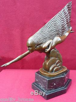 Limited Edition French Art Deco, The Comet Bronze Statue Sculpture Figure