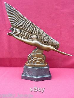 Limited Edition French Art Deco, The Comet Bronze Statue Sculpture Figure