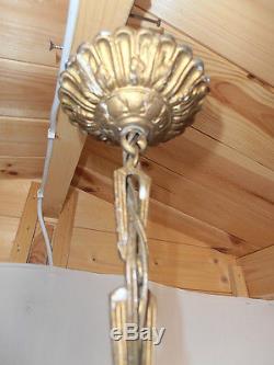 Lustre Angelot Ancien Regule Bronze Epoque 1930 Applique Lampe Tulipe