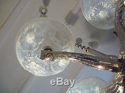 Lustre Art Deco Tulipe Opalescent French Chandelier Lamp Old Petitot No Muller
