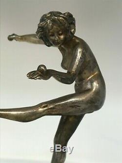 La jongleuse' dite Danseuse aux boules, Claire COLINET Bronze argenté Art Déco
