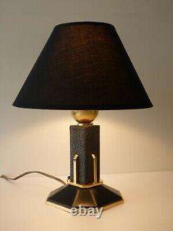 Lampe Art Déco Bronze Laiton & Galuchat Estampille Ag Iribe Rousseau Adnet