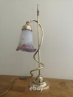 Lampe Art Deco En Bronze. Tulipe En Pate De Verre Signee Muller Freres