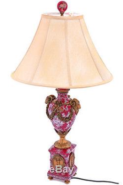 Lampe De Chevet Bureau En Porcelaine Rouge Beliers Bronze Style Napoleon III
