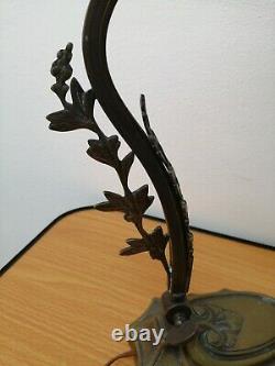 Lampe En Bronze Art Deco Reglable Avec Tulipe En Pate Verre