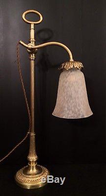 Lampe En Bronze Et Tulipe Art Déco En Pte De Verre Signée Schneider. 1924/1933