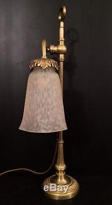 Lampe En Bronze Et Tulipe Art Déco En Pte De Verre Signée Schneider. 1924/1933
