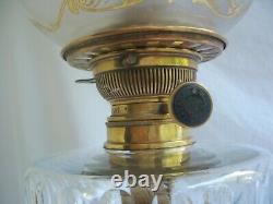 Lampe à Pétrole Napoléon III Corinthien Cristal de Baccarat, Bronze, et Marbre