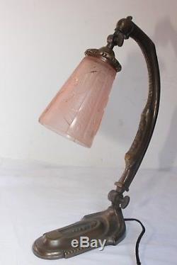 Lampe art déco bronze pâte de verre Muller lustre daum schneider